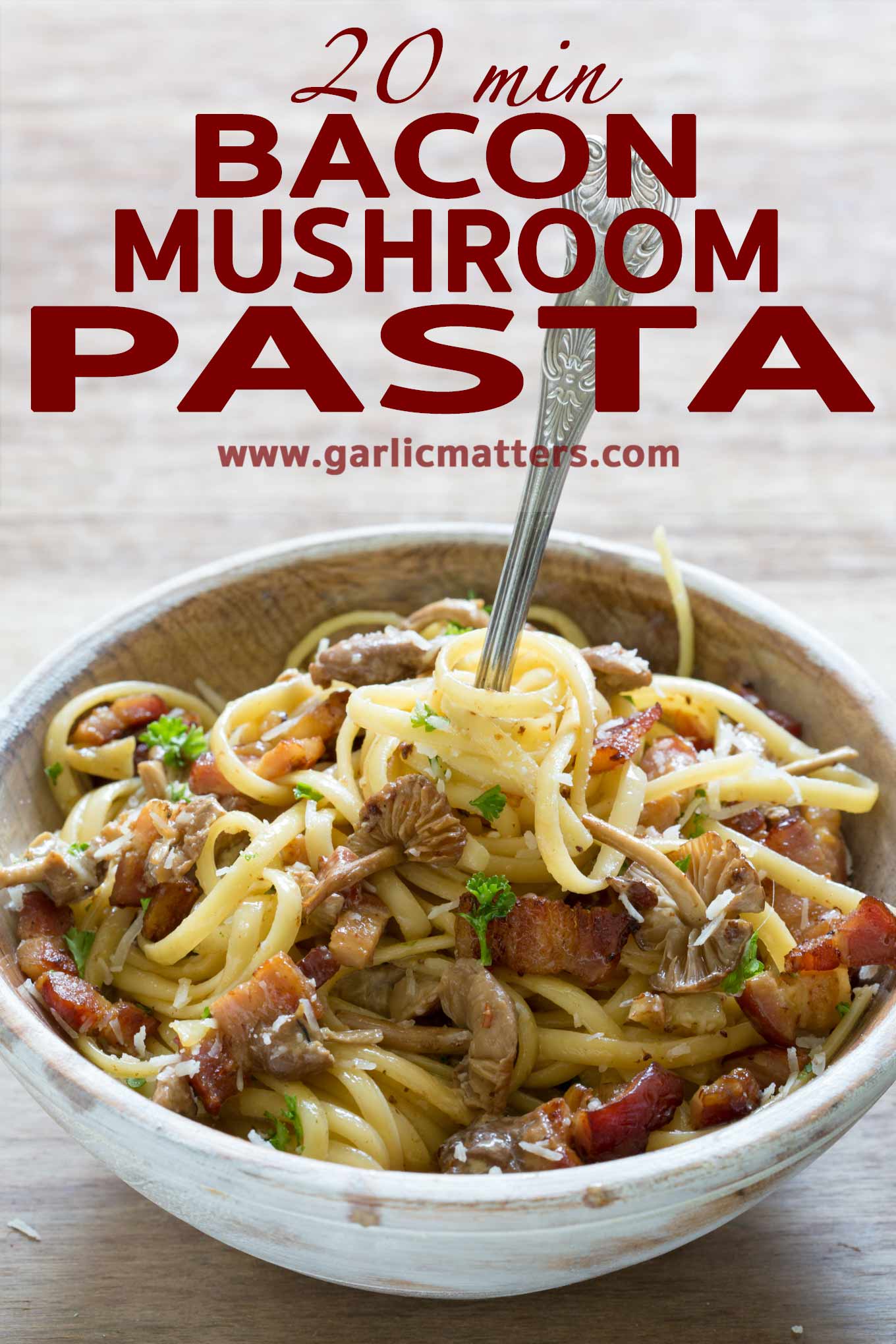 BACON MUSHROOM PASTA | GARLIC MATTERS